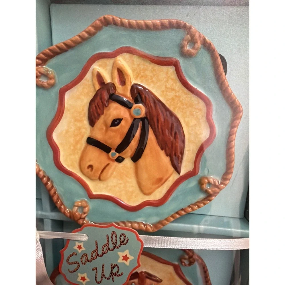 Manual Woodworkers Saddle Up 4.5 Mini Plate Set 4 Western Horse Cowboy CISUMP